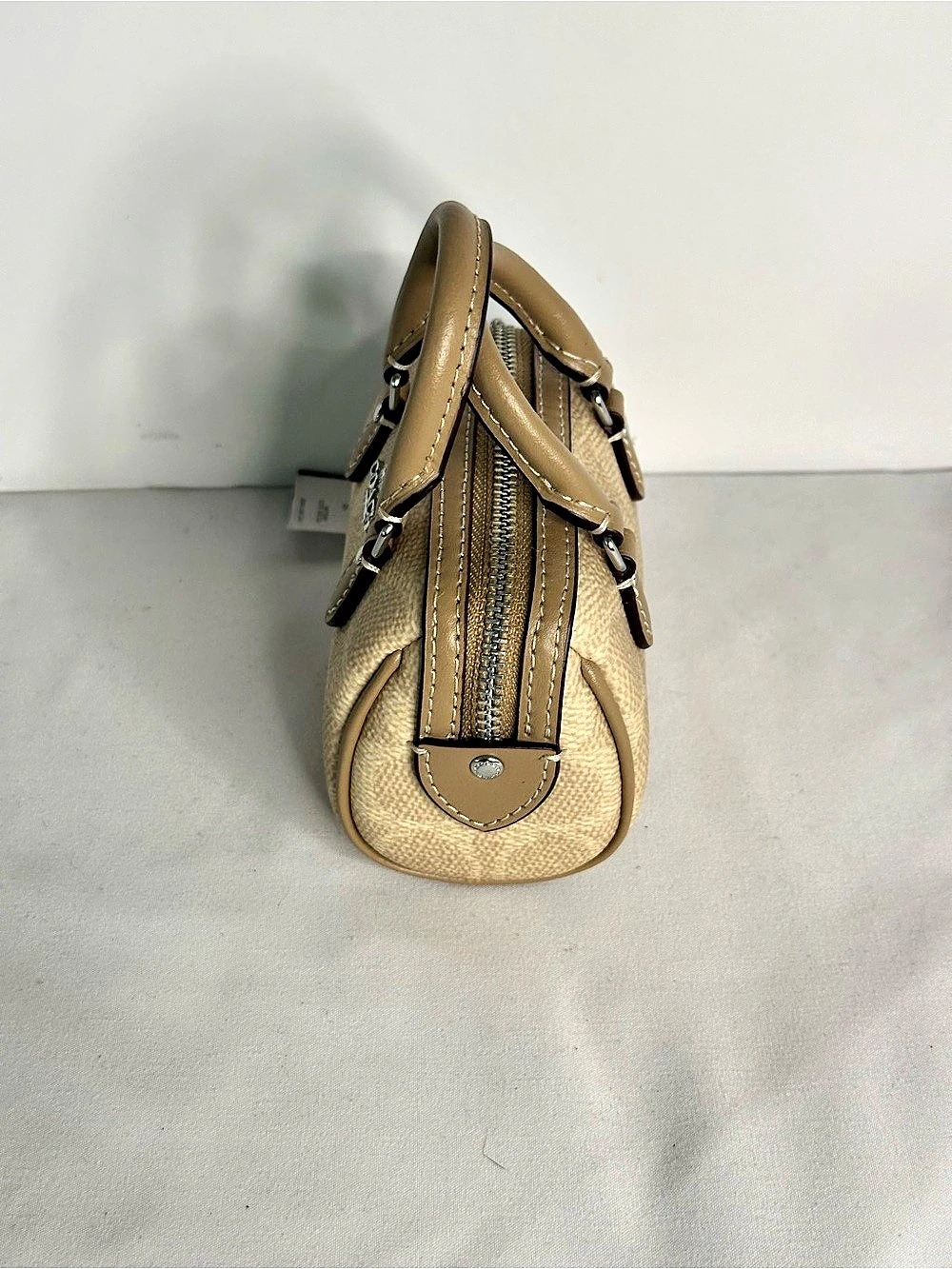 Coach Mini Rowan Bag Charm In Signature Canvas Chalk/Tan - Picture 4 of 5